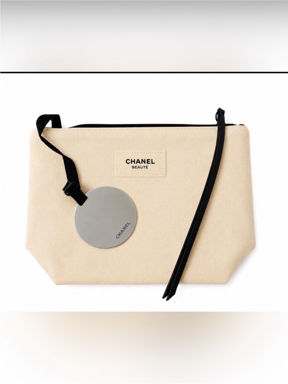 CHANEL Beaute Canvas Cosmetic Pouch + Mirror Set NWT